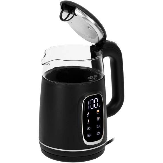 Електрочайник Adler AD 1305 black silver 1850-2200Вт/ 1.7л/ скло/ встановлення температури/ | Зображення 2