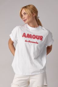 Футболка oversize с надписью Amour - белый цвет, S (есть размеры)