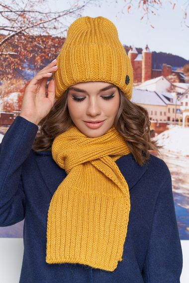 Комплект «Наоми» (шапка и шарф) горчичный