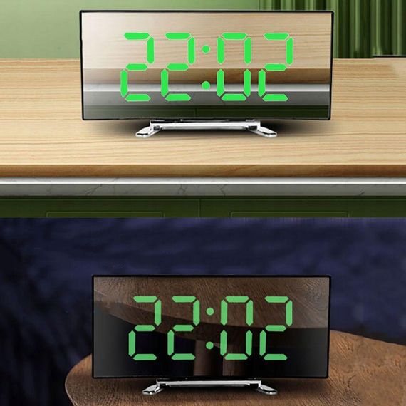 Настільний дзеркальний годинник з будильником та термометром, DT-6507 / Електронний LED годинник з підсвіткою | Зображення 1