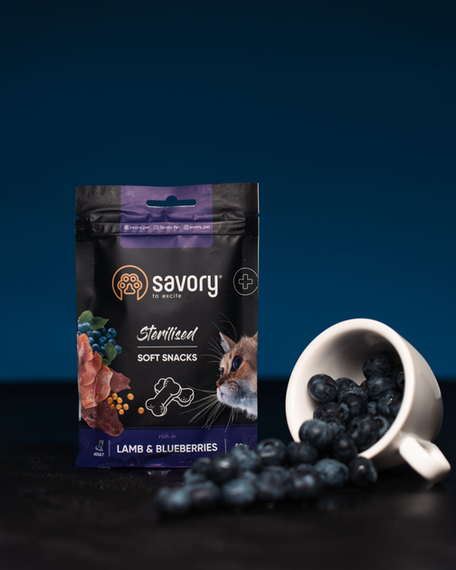 Мягкое лакомство для здоровья стерилизованных кошек Savory Soft Snack, ягненок и голубика 50г | Зображення 5