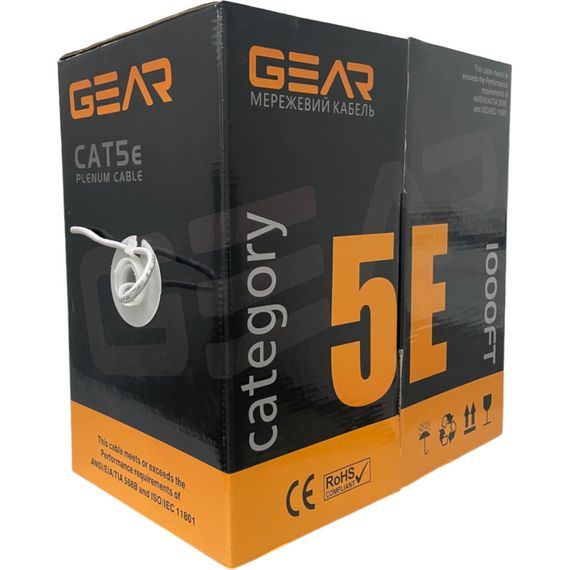 Кабель мережевий GEAR FTP 305м, cat.6, CCA, 4*2*0,51, indoor (GEC-FTPC6CCA051305) | Зображення 1
