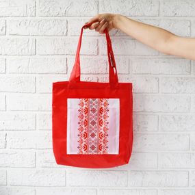 Сумка шоппер  с карманом 4Profi "Вишиванка" 02 оксфорд оранжевая 37417