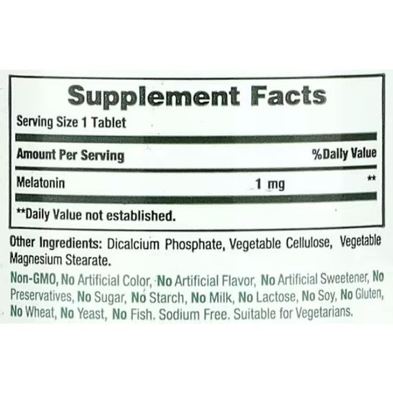 Мелатонин для сна Nature's Bounty Melatonin 1 mg 180 Tabs | Зображення 1