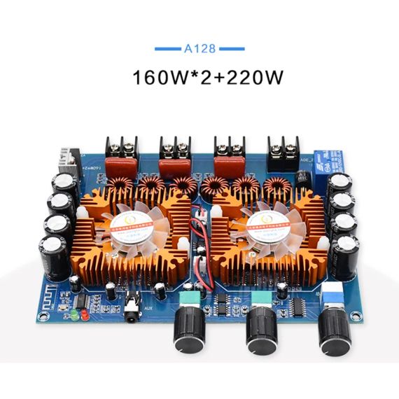 Цифровой усилитель 2.1 TDA7498E высокой мощности 2*160W+220W стерео аудио модуль в корпусе Bluetooth | Зображення 5