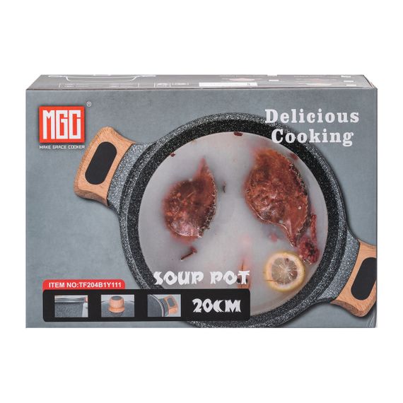 Алюминиевая кастрюля объемом 3 литра с крышкой Ø 20 см, мраморное антипригарное покрытие MGC кофейного цвета | Зображення 5