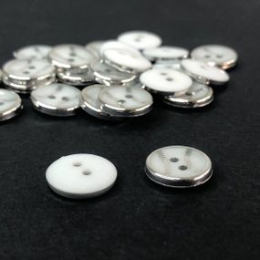 10 шт - Ґудзики сорочкові Ø-12 мм - білий у сріблі