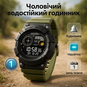 Чоловічий водостійкий спортивний тактичний наручний годинник SKMEI, Годинник рибалки мисливця IV-95