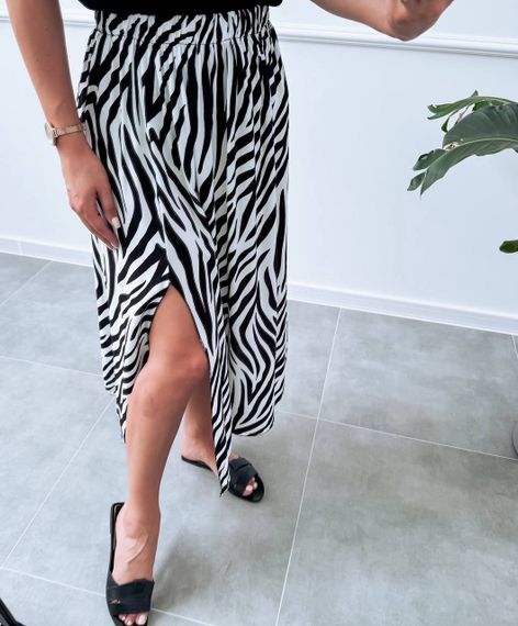 Женская летняя легкая юбка миди с разрезом с принтом зебра AG230 размер 42/44 цвет черно-белый | Зображення 1