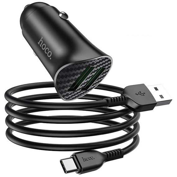 АЗП Hoco Z39 Farsighted QC3.0 18W (2USB-A) + кабель USB to Type-C Чорний | Зображення 1