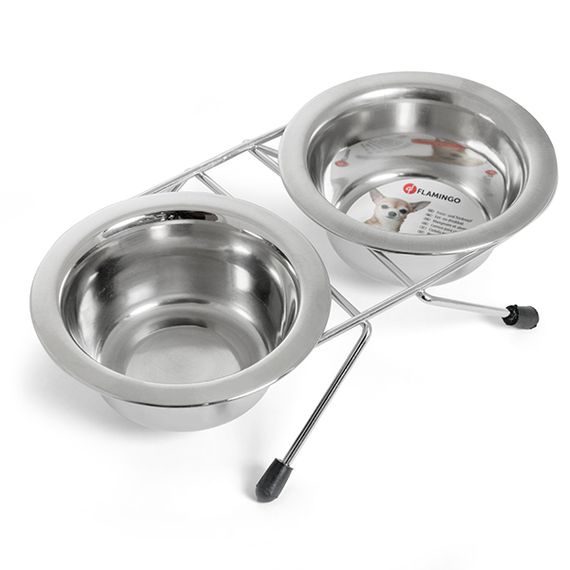 Подставка с двумя мисками Flamingo Duo Dinner из нержавеющей стали 2 х 230 мл