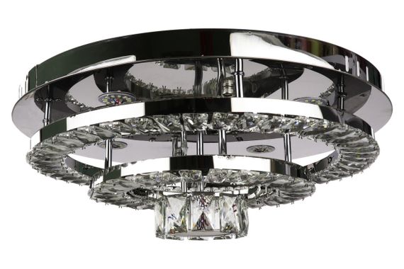 Люстра стельова кришталева LED з пультом 25665 Хром 19х50х50 см. | Зображення 1