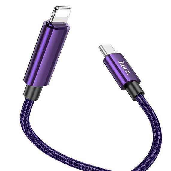 Дата кабель Hoco U125 Benefit 27W Type-C to Lightning with display (1.2m) Purple | Зображення 2