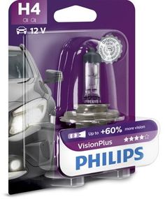 12342WVUB1 (PHILIPS) H4 WhiteVision ultra +60% (4200K)12V 60/55W Blst. 1 pc.(заміна 12342WHVB1)