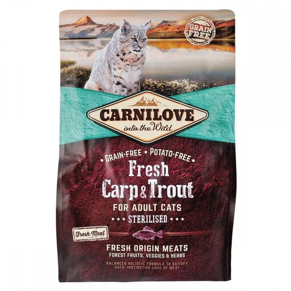 Корм сухий Carnilove Fresh Carp and Trout Sterilised for Adult Cats для дорослих стерилізованих та кастрованих котів з короп | Зображення 3