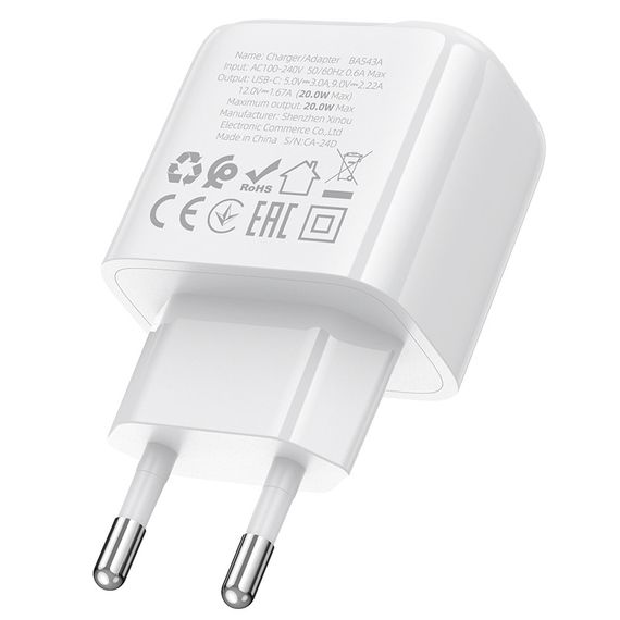 СЗУ BOROFONE BAS43A, 1xUSB-C, PD20W, White | Зображення 5