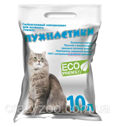 Наполнитель для кошачьего туалета Пухнастики силикагелевый 10 л