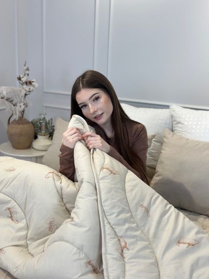 Ковдра євро вовняна Viluta Premium 21432 200x220 см бежева | Зображення 9