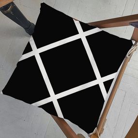 Подушка на стул с завязками Крупная черно-белая клетка 40x40x4 см (PZ_23F009)
