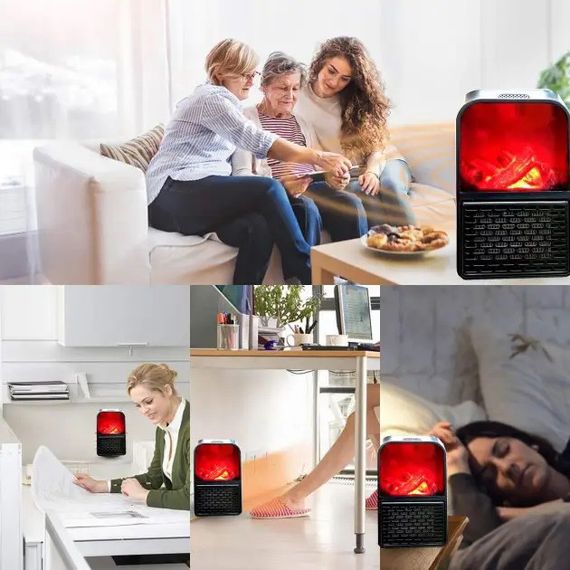 Портативный тепловентилятор для обогрева Flame Heater 1000 Вт, Электрический обогреватель для офиса OX-68 | Зображення 3