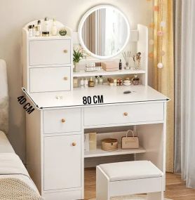 Столик для макияжа 80х40х128 см с зеркалом с подсветкой LED и шкафчиками TT811