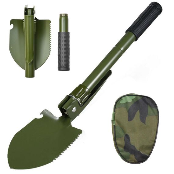 Туристическая саперная лопата с чехлом 5в1 / Тактическая складная лопата / Походная лопата