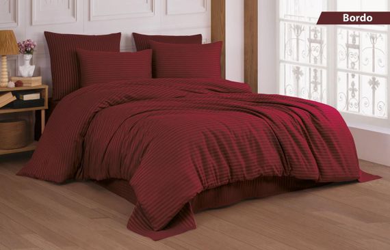 Постельное белье Cotton Shine Stripe Satin 200х220 Bordo