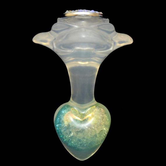 Анальная пробка сердечко UNIVIBE, силиконовая с камнем, зелёная, 7.3 х 4.9 см sexstyle