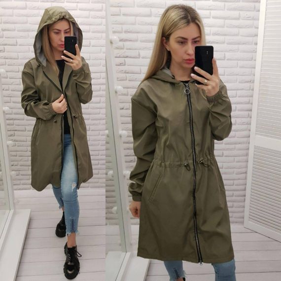Жіночий стильний демисезонний плащ-вітровка арт А-102 / колір хакі