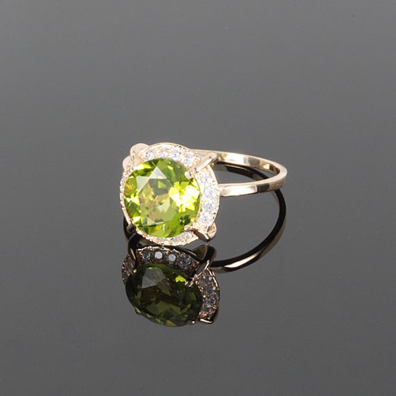 Кольцо из желтого золота с хризолитом 16.5 | Зображення 7