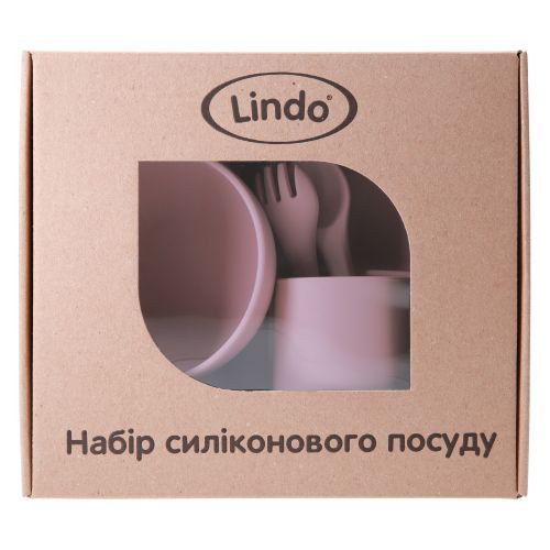 Набор силиконовой посуды "Lindo" (розовый) | Зображення 1