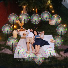 Садові світильники "Салют" на сонячній батареї / вуличний декор (SFK-41) для саду та двору, 2 шт