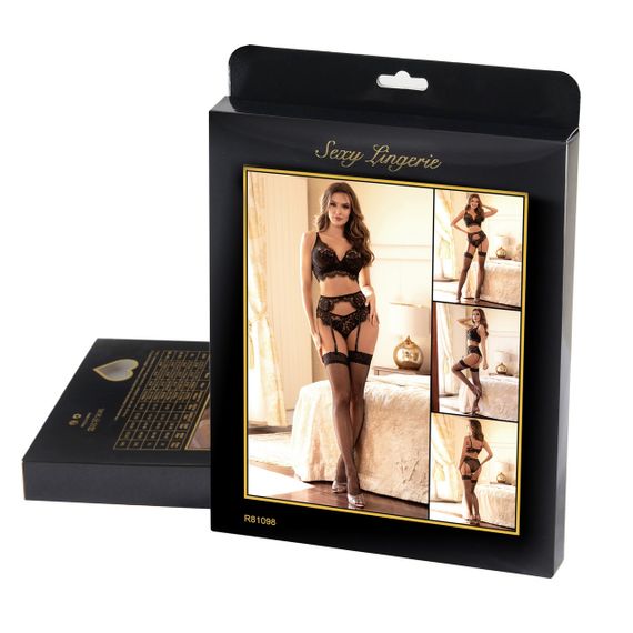 Кружевной комплект, лиф и трусики с поясом Star Night, чёрный, XS-S sexstyle | Зображення 8