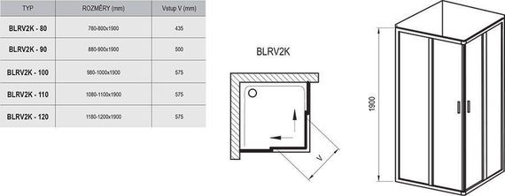 Элемент душевого уголка Ravak Blix BLRV2K- 90 Полир. алюм. Transparent | Зображення 6