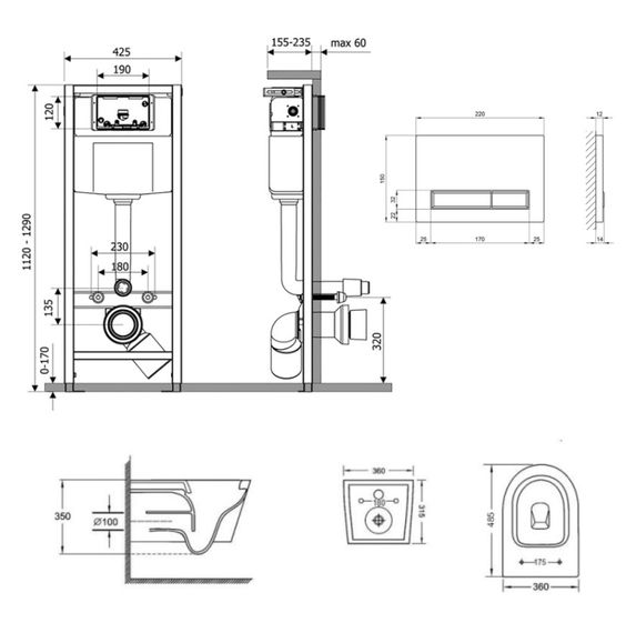 Набір Qtap Nest 4 в 1 підвісний унітаз Jay Ultra Quiet 485x360x320 + комплект інсталяції QT07335177W45141 | Зображення 1