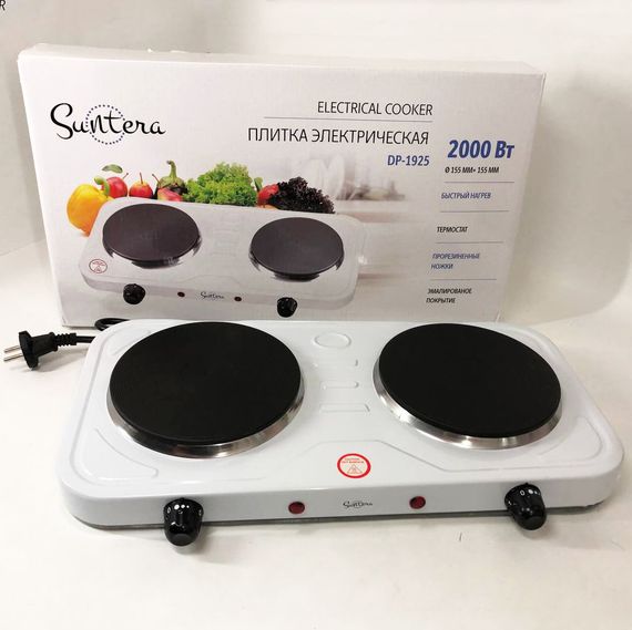 Потужна одноконфорочна електроплита Suntera DP-1925 2000 Вт, Портативна плита електро WQ-97 | Зображення 2