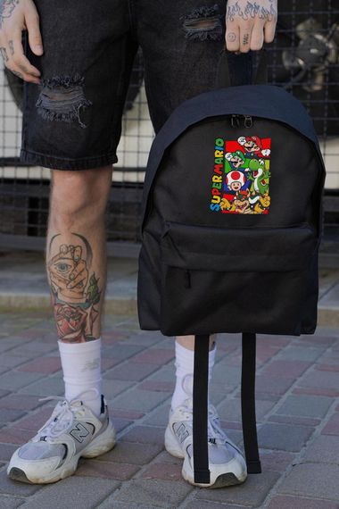 Повсякденний Рюкзак Шкільний  Without Compact З Принтом Супер Маріо Black