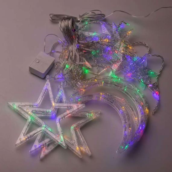 Электрическая гирлянда Звезда штора 3 метра на окно для фотозон мультиколор WYF11ML | Зображення 8