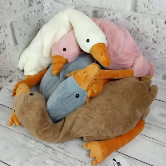 М'яка іграшка подушка з пледом 3в1 Гусак-Обнімусь 93 см рожевий, затишний рожевий плед 105×190 см | Зображення 7