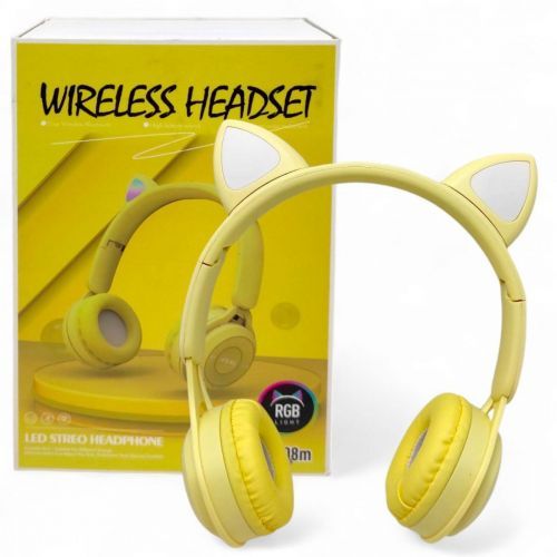 Уцінка. Навушники бездротові, підсвічування, Bluetooth, (ЖОВТІ) - Мята упаковка