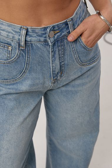 Джинси Baggy з декоративними швами - блакитний цвет, M (є розміри) | Зображення 3