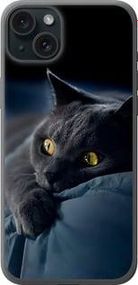 Чохол на iPhone 15 Plus Димчастий кіт із силікону FCh_000943