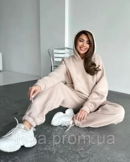 Спортивный костюм для женщин цвет бежевый размеры S/M, L/XL FI_009375 | Зображення 1