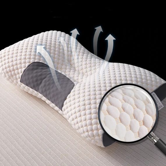Ортопедична прямокутна подушка 48x74 см з підтримкою шиї та спини Pillow-01 Біло-сіра | Зображення 7