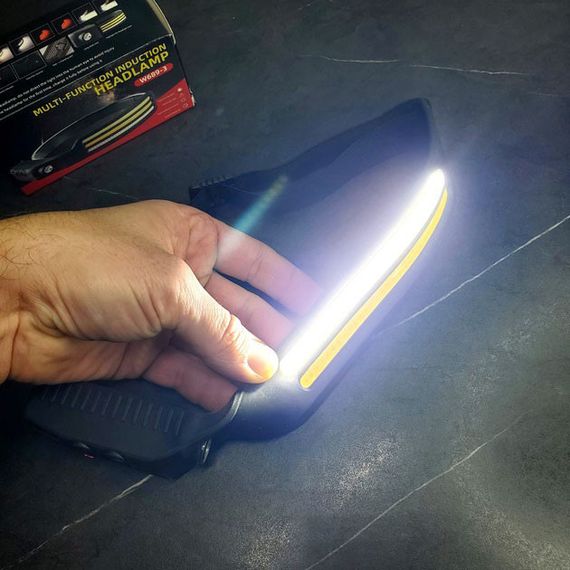 LED Ліхтар налобний BL-W689-LM+2COB (white+red) EQ-189 датчик руху