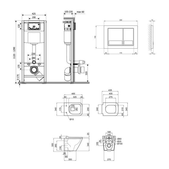 Готове рішення Qtap для ванної кімнати: підвісний унітаз Tern Ultra Quiet 490x365x325 + комплект інсталяції Nest 4 в 1 | Зображення 1