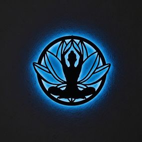 Панно декоративное картина на стену Лотос LED подсветка 16 цветов пульт 400х447 acr-p000237