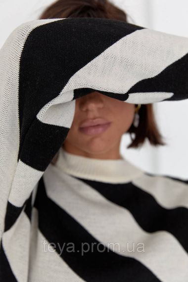 Жіноча кофта оверсайз у діагональну смужку колір бежевий розмір S FL_000545 | Зображення 4