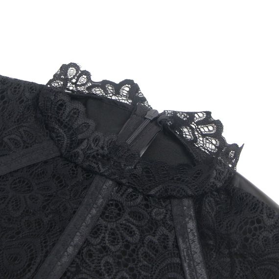 Платье с кружевом Star Night с имитацией винила, черное, S Sex Aura | Зображення 5