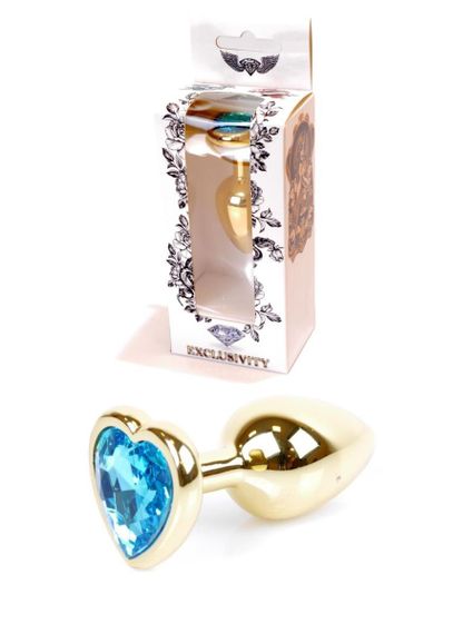 Анальная пробка - Jewellery Gold Heart Plug Light Blue sexstyle